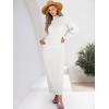 imageCaracilia 2 Piece Skirt Set for Women Sweater Dress Long Sleeve Oversized Tops Matching Maxi Skirts 2025 Fall Outfits ClothesWhite