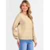 imageCaracilia Cardigan Sweaters for Women 2025 Fall Casual Long Sleeve Button Down Open Front Knit Trendy Jackets OutwearApricot