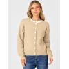 imageCaracilia Cardigan Sweaters for Women 2025 Fall Casual Long Sleeve Button Down Open Front Knit Trendy Jackets OutwearApricot