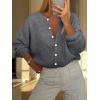 imageCaracilia Cardigan Sweaters for Women 2025 Fall Casual Long Sleeve Button Down Open Front Knit Trendy Jackets OutwearDeep Grey