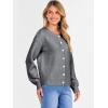 imageCaracilia Cardigan Sweaters for Women 2025 Fall Casual Long Sleeve Button Down Open Front Knit Trendy Jackets OutwearDeep Grey
