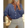 imageCaracilia Cardigan Sweaters for Women 2025 Fall Casual Long Sleeve Button Down Open Front Knit Trendy Jackets OutwearDusty Blue