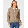 imageCaracilia Cardigan Sweaters for Women 2025 Fall Casual Long Sleeve Button Down Open Front Knit Trendy Jackets OutwearKhaki