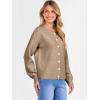 imageCaracilia Cardigan Sweaters for Women 2025 Fall Casual Long Sleeve Button Down Open Front Knit Trendy Jackets OutwearKhaki