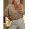 imageCaracilia Cardigan Sweaters for Women 2025 Fall Casual Long Sleeve Button Down Open Front Knit Trendy Jackets OutwearKhaki