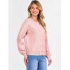 imageCaracilia Cardigan Sweaters for Women 2025 Fall Casual Long Sleeve Button Down Open Front Knit Trendy Jackets OutwearLight Pink