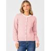 imageCaracilia Cardigan Sweaters for Women 2025 Fall Casual Long Sleeve Button Down Open Front Knit Trendy Jackets OutwearLight Pink