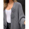 imageCaracilia Cardigan Sweaters for Women Long Sleeve Chunky Knit Open Front 2025 Fall Casual Loose Fit Lightweight OuterwearDeep Gray