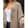 imageCaracilia Cardigan Sweaters for Women Long Sleeve Chunky Knit Open Front 2025 Fall Casual Loose Fit Lightweight OuterwearKhaki