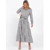 imageCaracilia Women Long Sleeve Maxi Dress 2025 Fall Casual Button Down Striped Plaid Tie Waist Shirt Dresses Vacation OutfitsBlack White Stripe