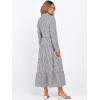 imageCaracilia Women Long Sleeve Maxi Dress 2025 Fall Casual Button Down Striped Plaid Tie Waist Shirt Dresses Vacation OutfitsBlack White Stripe
