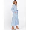 imageCaracilia Women Long Sleeve Maxi Dress 2025 Fall Casual Button Down Striped Plaid Tie Waist Shirt Dresses Vacation OutfitsBlue White Stripe