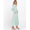 imageCaracilia Women Long Sleeve Maxi Dress 2025 Fall Casual Button Down Striped Plaid Tie Waist Shirt Dresses Vacation OutfitsGreen White Stripe