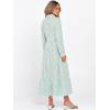 imageCaracilia Women Long Sleeve Maxi Dress 2025 Fall Casual Button Down Striped Plaid Tie Waist Shirt Dresses Vacation OutfitsGreen White Stripe