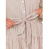 imageCaracilia Women Long Sleeve Maxi Dress 2025 Fall Casual Button Down Striped Plaid Tie Waist Shirt Dresses Vacation OutfitsLight Brown White Stripe