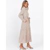 imageCaracilia Women Long Sleeve Maxi Dress 2025 Fall Casual Button Down Striped Plaid Tie Waist Shirt Dresses Vacation OutfitsLight Brown White Stripe