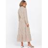 imageCaracilia Women Long Sleeve Maxi Dress 2025 Fall Casual Button Down Striped Plaid Tie Waist Shirt Dresses Vacation OutfitsLight Brown White Stripe