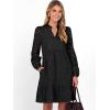 imageCaracilia Womens Dresses Long Sleeve V Neck Eyelet Hollow Out Fall Casual Flowy Swing Boho Tiered 2025 Mini Short DressBlack