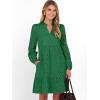 imageCaracilia Womens Dresses Long Sleeve V Neck Eyelet Hollow Out Fall Casual Flowy Swing Boho Tiered 2025 Mini Short DressGreen