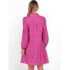 imageCaracilia Womens Dresses Long Sleeve V Neck Eyelet Hollow Out Fall Casual Flowy Swing Boho Tiered 2025 Mini Short DressHot Pink