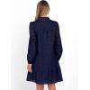 imageCaracilia Womens Dresses Long Sleeve V Neck Eyelet Hollow Out Fall Casual Flowy Swing Boho Tiered 2025 Mini Short DressNavy Blue