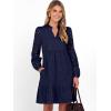 imageCaracilia Womens Dresses Long Sleeve V Neck Eyelet Hollow Out Fall Casual Flowy Swing Boho Tiered 2025 Mini Short DressNavy Blue