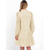 imageCaracilia Womens Dresses Long Sleeve V Neck Eyelet Hollow Out Fall Casual Flowy Swing Boho Tiered 2025 Mini Short DressParchment