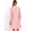 imageCaracilia Womens Dresses Long Sleeve V Neck Eyelet Hollow Out Fall Casual Flowy Swing Boho Tiered 2025 Mini Short DressPink