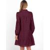 imageCaracilia Womens Dresses Long Sleeve V Neck Eyelet Hollow Out Fall Casual Flowy Swing Boho Tiered 2025 Mini Short DressWine Red
