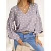 imageCaracilia Womens Dressy Casual Blouses Puff Long Sleeve Shirts V Neck Floral Boho Tops 2025 Fall Vacation OutfitsBoho Spot Polka Dot