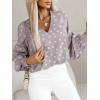 imageCaracilia Womens Dressy Casual Blouses Puff Long Sleeve Shirts V Neck Floral Boho Tops 2025 Fall Vacation OutfitsBoho Spot Polka Dot