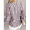imageCaracilia Womens Dressy Casual Blouses Puff Long Sleeve Shirts V Neck Floral Boho Tops 2025 Fall Vacation OutfitsBoho Spot Polka Dot