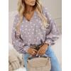 imageCaracilia Womens Dressy Casual Blouses Puff Long Sleeve Shirts V Neck Floral Boho Tops 2025 Fall Vacation OutfitsBoho Spot Polka Dot
