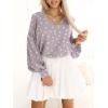 imageCaracilia Womens Dressy Casual Blouses Puff Long Sleeve Shirts V Neck Floral Boho Tops 2025 Fall Vacation OutfitsBoho Spot Polka Dot