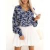imageCaracilia Womens Dressy Casual Blouses Puff Long Sleeve Shirts V Neck Floral Boho Tops 2025 Fall Vacation OutfitsFloral Navy