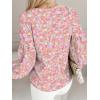 imageCaracilia Womens Dressy Casual Blouses Puff Long Sleeve Shirts V Neck Floral Boho Tops 2025 Fall Vacation OutfitsFloral Pink