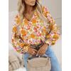 imageCaracilia Womens Dressy Casual Blouses Puff Long Sleeve Shirts V Neck Floral Boho Tops 2025 Fall Vacation OutfitsFloral Yellow