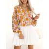 imageCaracilia Womens Dressy Casual Blouses Puff Long Sleeve Shirts V Neck Floral Boho Tops 2025 Fall Vacation OutfitsFloral Yellow