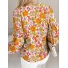 imageCaracilia Womens Dressy Casual Blouses Puff Long Sleeve Shirts V Neck Floral Boho Tops 2025 Fall Vacation OutfitsFloral Yellow