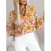 imageCaracilia Womens Dressy Casual Blouses Puff Long Sleeve Shirts V Neck Floral Boho Tops 2025 Fall Vacation OutfitsFloral Yellow