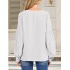 imageCaracilia Womens Dressy Casual Blouses Puff Long Sleeve Shirts V Neck Floral Boho Tops 2025 Fall Vacation OutfitsWhite
