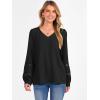 imageCaracilia Womens Lantern Long Sleeve Tops Dressy Casual Blouses 2025 Trendy V Neck T Shirts Work Outfits Fall Fashion ClothesBlack