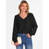 imageCaracilia Womens Lantern Long Sleeve Tops Dressy Casual Blouses 2025 Trendy V Neck T Shirts Work Outfits Fall Fashion ClothesBlack