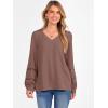 imageCaracilia Womens Lantern Long Sleeve Tops Dressy Casual Blouses 2025 Trendy V Neck T Shirts Work Outfits Fall Fashion ClothesBrown