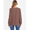 imageCaracilia Womens Lantern Long Sleeve Tops Dressy Casual Blouses 2025 Trendy V Neck T Shirts Work Outfits Fall Fashion ClothesBrown
