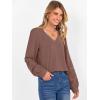 imageCaracilia Womens Lantern Long Sleeve Tops Dressy Casual Blouses 2025 Trendy V Neck T Shirts Work Outfits Fall Fashion ClothesBrown