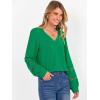imageCaracilia Womens Lantern Long Sleeve Tops Dressy Casual Blouses 2025 Trendy V Neck T Shirts Work Outfits Fall Fashion ClothesGreen