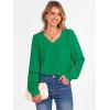 imageCaracilia Womens Lantern Long Sleeve Tops Dressy Casual Blouses 2025 Trendy V Neck T Shirts Work Outfits Fall Fashion ClothesGreen