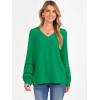 imageCaracilia Womens Lantern Long Sleeve Tops Dressy Casual Blouses 2025 Trendy V Neck T Shirts Work Outfits Fall Fashion ClothesGreen