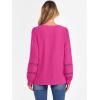 imageCaracilia Womens Lantern Long Sleeve Tops Dressy Casual Blouses 2025 Trendy V Neck T Shirts Work Outfits Fall Fashion ClothesHot Pink